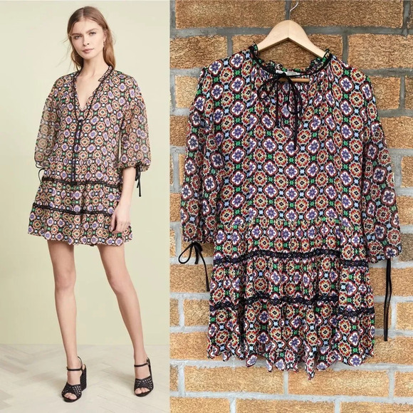 alice + olivia Arnette Tiered Tunic Dress medium - Picture 1 of 14